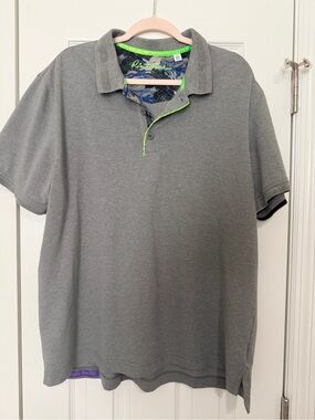 Robert Graham Grey Polo with Neon Green Trim